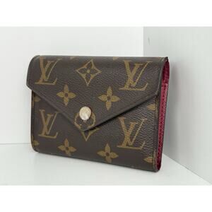 Louis Vuitton Monogram Canvas Victorine Wallet Red Interior with Gold Hardware